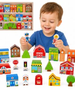 Tooky Toy medinės miesto figūrėlės