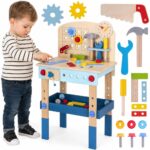 Tooky Toy medinis darbo stalas – 48 dalių meistro dirbtuvės su įrankiais