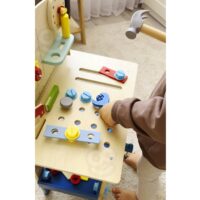 Tooky Toy medinis darbo stalas – 48 dalių meistro dirbtuvės su įrankiais