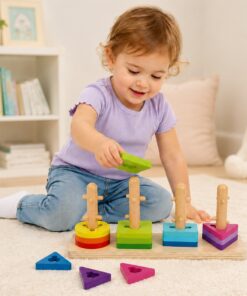 Tooky Toy medinis formų ir spalvų rūšiuoklis – mokymasis skaičiuoti ir rūšiuoti
