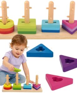 Tooky Toy medinis formų ir spalvų rūšiuoklis – mokymasis skaičiuoti ir rūšiuoti