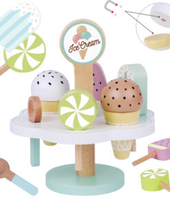 Tooky Toy medinis magnetinių ledų stendas su 7 ledais ir šaukšteliu