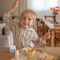 Tooky Toy medinis pikniko rinkinys lagamine su aksesuarais