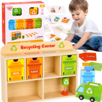 Tooky Toy puidust sorteerimiskeskus "Taaskasutus" - &ouml;koloogiline Montessori m&auml;ng