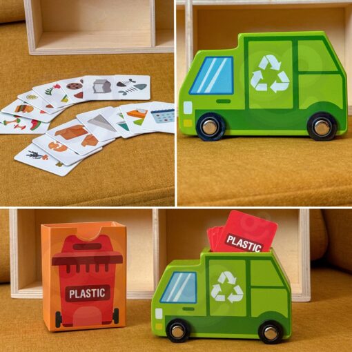 Tooky Toy puidust sorteerimiskeskus "Taaskasutus" - &ouml;koloogiline Montessori m&auml;ng