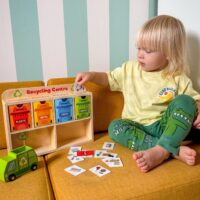 Tooky Toy medinis rūšiavimo centras „Perdirbimas“ – ekologinis Montessori žaidimas