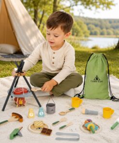 Tooky Toy medinis stovyklavimo ir laužo rinkinys