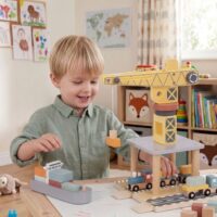 Tooky Toy medinis uostas su konteineriniu kranu
