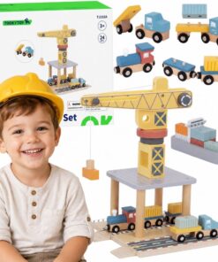 Tooky Toy medinis uostas su konteineriniu kranu