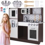 Tooky Toy moderni medinė virtuvėlė su 7 aksesuarais