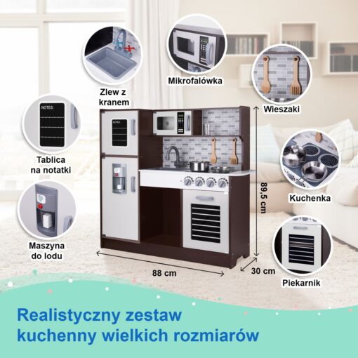 Tooky Toy moderni medinė virtuvėlė su 7 aksesuarais