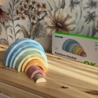Tooky Toy pastelinių medinių vaivorykštės lankų rinkinys – 8 el.