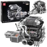 V8 Engine techninių kaladėlių variklis su pavarų dėže