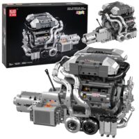 V8 Engine techninių kaladėlių variklis su pavarų dėže