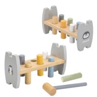 VIGA PolarB medinė piramidė + kaladėlių kalimo žaidimas 2in1