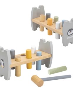 VIGA PolarB medinė piramidė + kaladėlių kalimo žaidimas 2in1