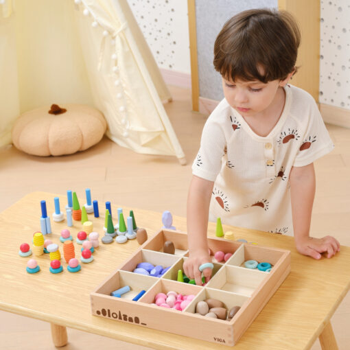 Viga Montessori medinis rūšiuoklis – 141 el.