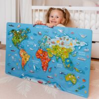 Viga Toys magnetinė 2in1 pasaulio žemėlapio lenta – mokymasis ir kūryba vienoje vietoje
