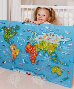 Viga Toys magnetinė 2in1 pasaulio žemėlapio lenta – mokymasis ir kūryba vienoje vietoje