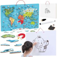 Viga Toys magnetinė 2in1 pasaulio žemėlapio lenta – mokymasis ir kūryba vienoje vietoje