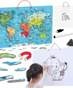 Viga Toys magnetinė 2in1 pasaulio žemėlapio lenta – mokymasis ir kūryba vienoje vietoje