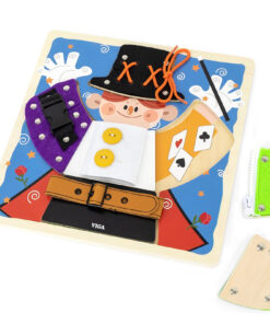 Viga medinė Montessori užduočių lenta su 6 užraktais ir raišiojimo batu