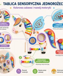 Viga medinė sieninė sensorinė lenta „Vienaragis“