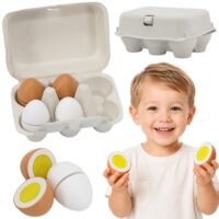 Viga mediniai pjaustomi kiaušiniai su dėžute – 6 vnt.