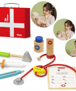 Viga medinis mažojo gydytojo rinkinys lagamine
