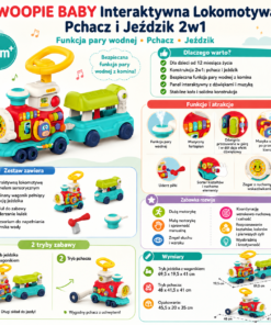 WOOPIE BABY 2-in-1 interaktyvi lokomotyvė – stumdukas ir paspiriama transporto priemonė