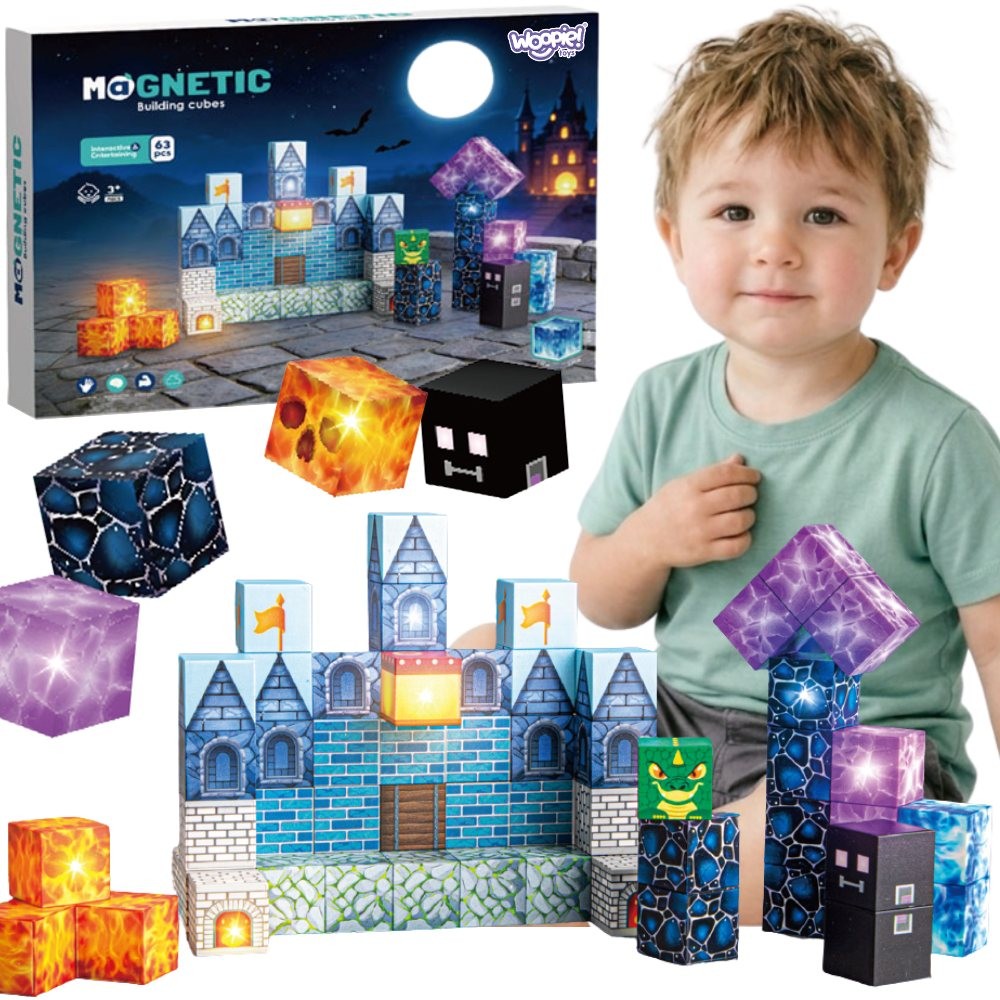 WOOPIE LED magnetiniai kubai su pikselių pasaulio grafika