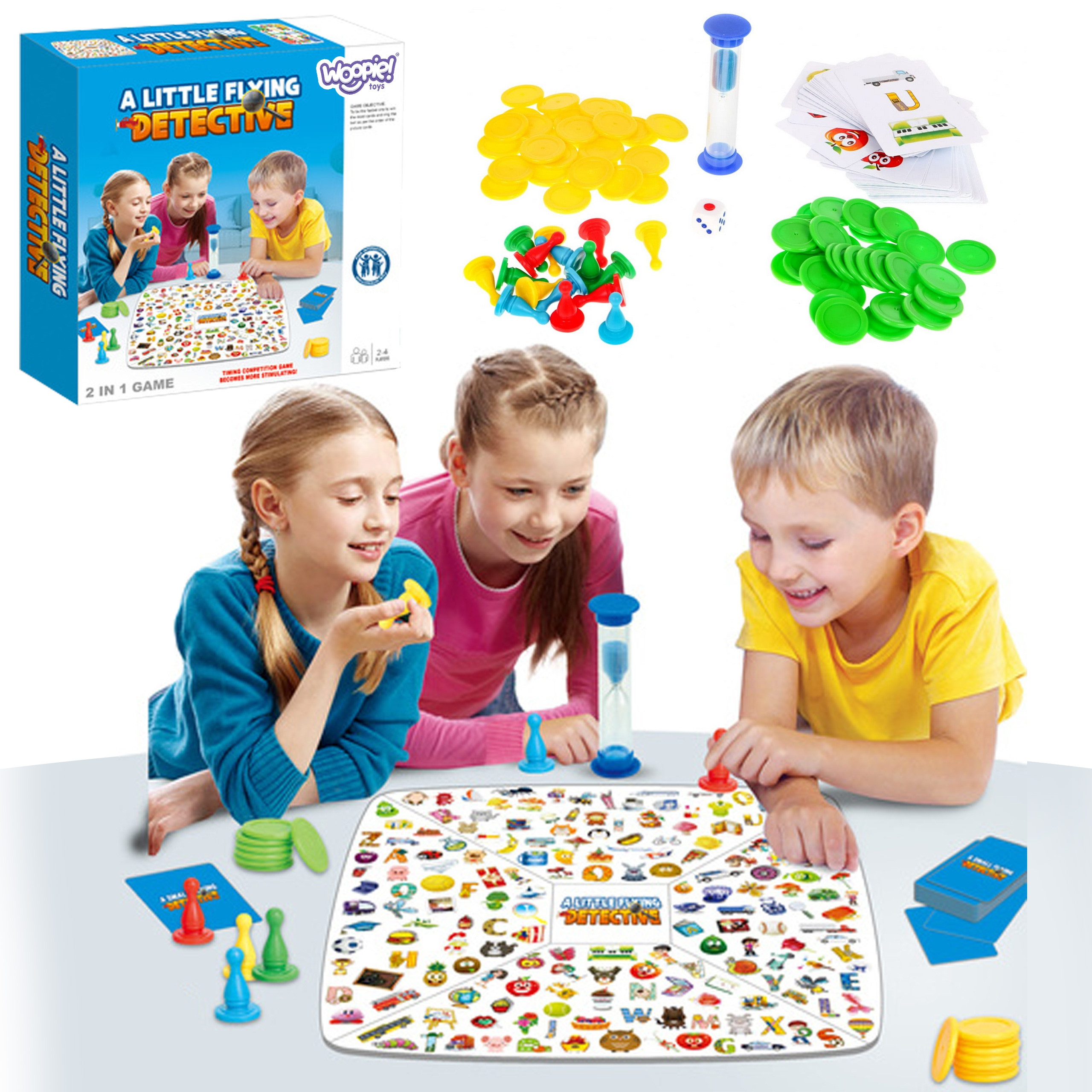 WOOPIE „2in1 mažasis detektyvas ir Ludo“ – dvipusis stalo žaidimas vaikams