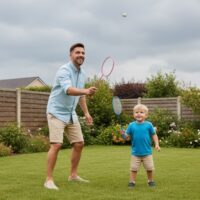 WOOPIE „Badminton Set“ – vaikų badmintonas su 2 raketėmis ir 2 plunksnelėmis