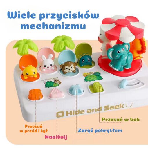 WOOPIE „Pop‑Up Animals“ – mechaninis iššokančių gyvūnėlių žaidimas vaikams