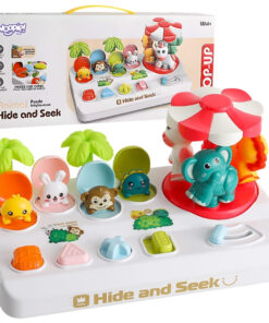 WOOPIE „Pop‑Up Animals“ – mechaninis iššokančių gyvūnėlių žaidimas vaikams