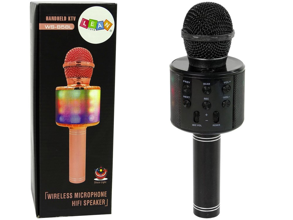 WS‑858 belaidis karaoke mikrofonas su garsiakalbiu ir įrašymu
