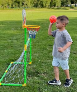 Woopie 2in1 sporto rinkinys – krepšinis + futbolo vartai su kamuoliais ir pompa