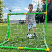 Woopie 2in1 sporto rinkinys – krepšinis + futbolo vartai su kamuoliais ir pompa