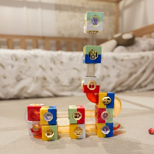 Woopie 3D konstrukciniai kaladėliai su kulodromu – kūrybinis 96 dalių rinkinys