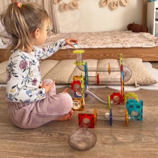 Woopie 3D magnetinės kaladėlės „Rutuliukų trasa“ (113 el.)