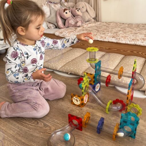 Woopie 3D magnetinės kaladėlės „Rutuliukų trasa“ (113 el.)