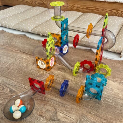 Woopie 3D magnetinės kaladėlės „Rutuliukų trasa“ (113 el.)