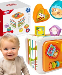Woopie Baby Montessori elastingas sensorinis kubas 4in1