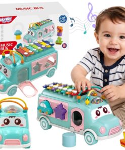 Woopie Baby muzikinis traukiamas automobilis–sorteris su cimbolais 3‑in‑1