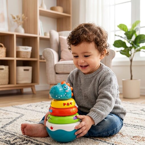 Woopie Dino Pyramid Puzzle – sensorinė balansavimo piramidė