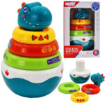 Woopie Dino Pyramid Puzzle – sensorinė balansavimo piramidė