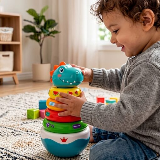 Woopie Dino Pyramid Puzzle – sensorinė balansavimo piramidė