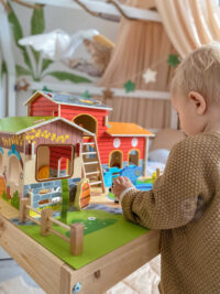 Woopie GREEN medinė „Mega ferma“ – 18 dalių kūrybinis ūkio rinkinys