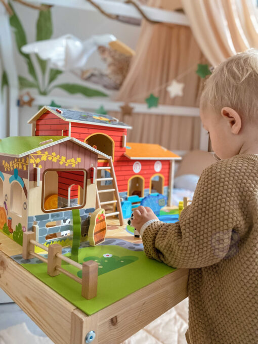Woopie GREEN medinė „Mega ferma“ – 18 dalių kūrybinis ūkio rinkinys