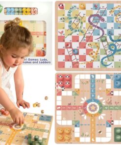 Woopie Green medinis 2‑in‑1 stalo žaidimas: „Činčinas (Ludo)“ + „Išlaisvink gyvūnėlius“